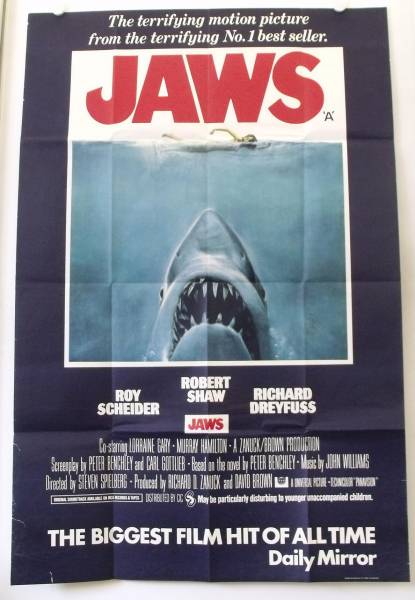 Jaws original release UK Subway Advance movie poster