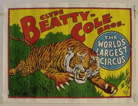 Clyde Beatty - Cole Bros. Circus originales altes Zirkusplakat