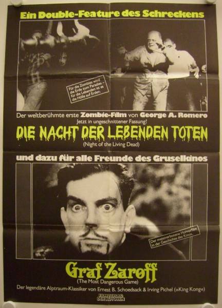 Night of the Living Dead / The Most Dangerous Game re-release german movie poster