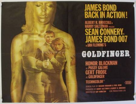 Goldfinger original release british quad movie poster