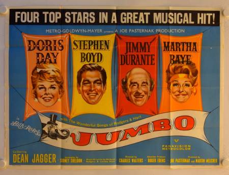 Billy Rose's Jumbo original release British Quad movie poster