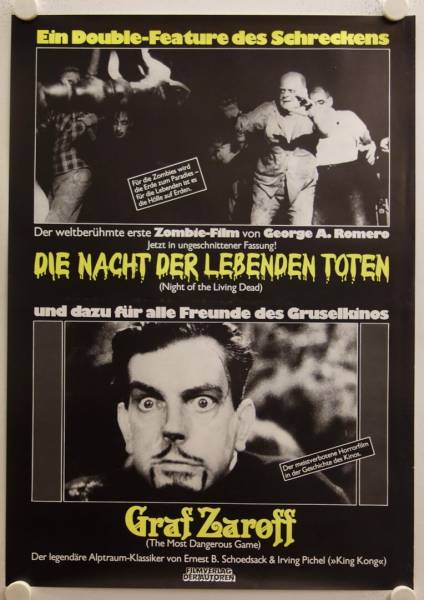 Night of the Living Dead / The Most Dangerous Game re-release german movie poster