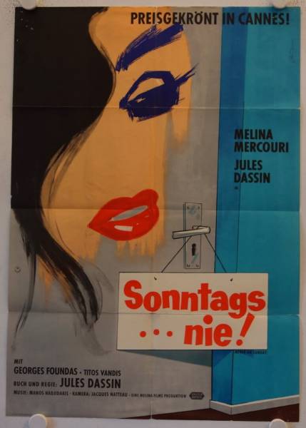 Pote tin Kyriaki - Never on Sunday original release german movie poster