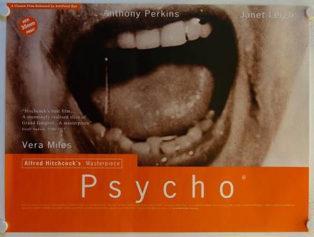 Psycho re-release British Quad movie poster