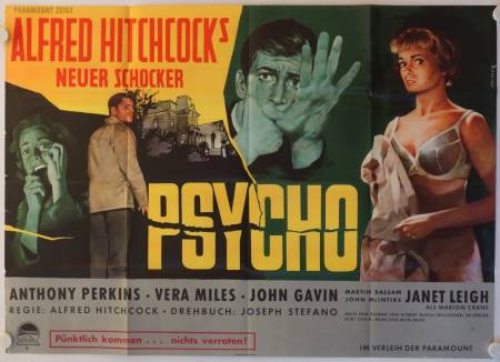 Psycho original release german double-panel movie poster