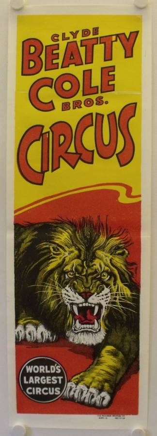 Clyde Beatty - Cole Bros. Circus originales altes Zirkusplakat