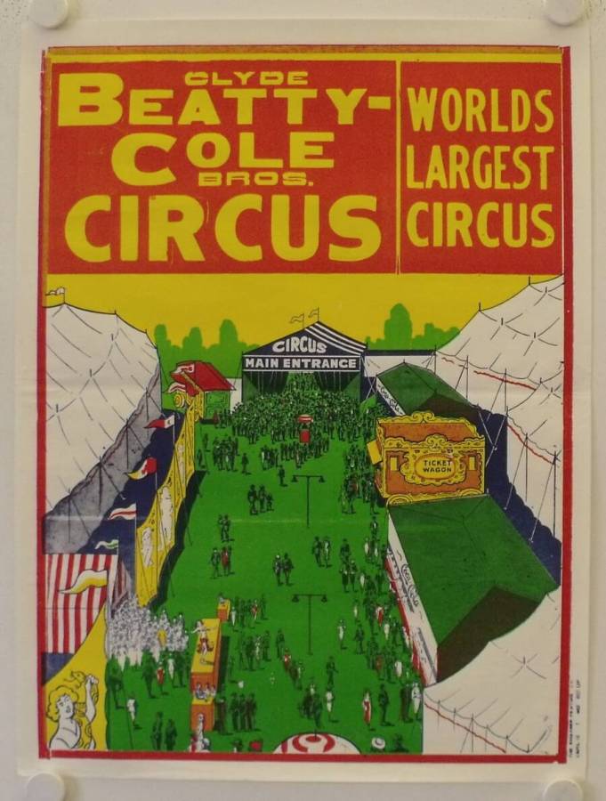 Clyde Beatty - Cole Bros. Circus #5 originales altes Zirkusplakat