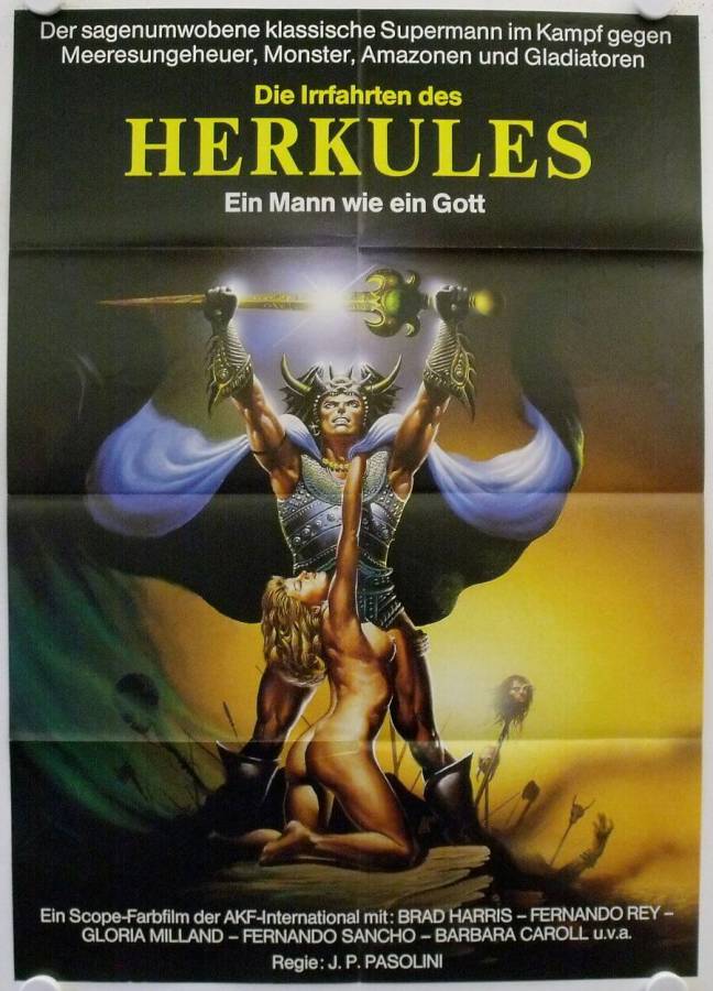 Die Irrfahrten des Herkules originales deutsches Originales Filmplakat der deutschen Erstaufführung. Mit Filmplakat