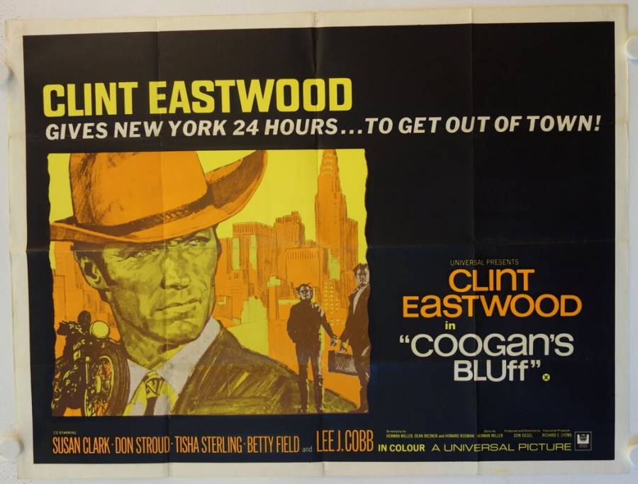 Coogans Bluff original release british quad movie poster