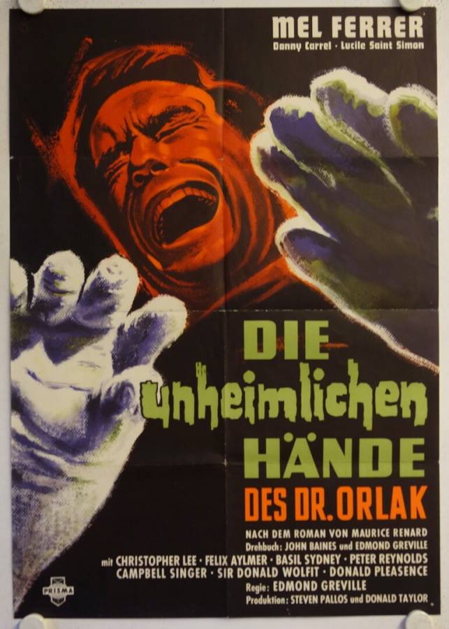 Die unheimlichen Hände des Dr. Orlak originales deutsches Filmplakat