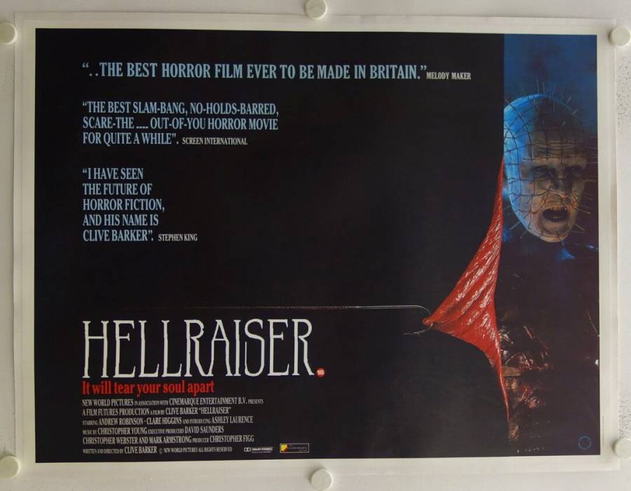 Hellraiser original release British Quad movie poster