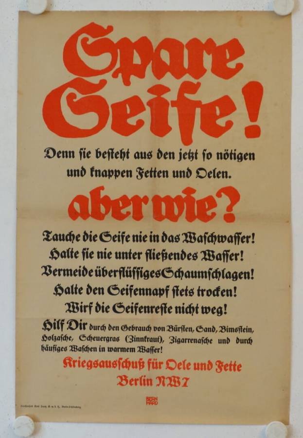 Spare Seife! originales deutsches 1. Weltkrieg Plakat