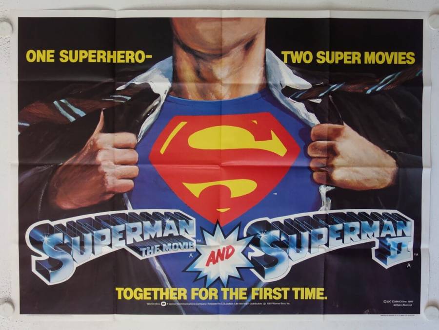 Superman / Superman 2 Combo original british combo quad poster