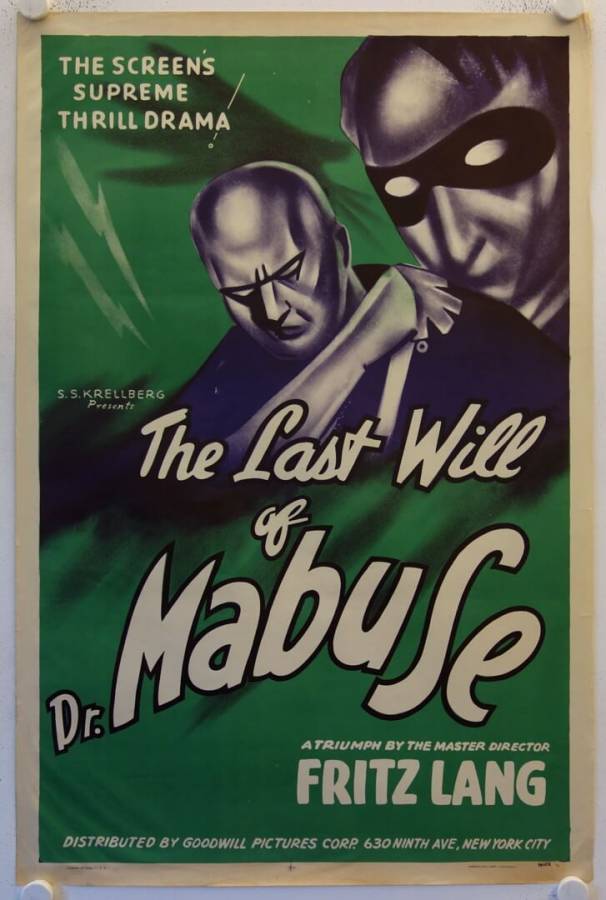 Das Testament des Dr. Mabuse originales US Onesheet Filmplakat