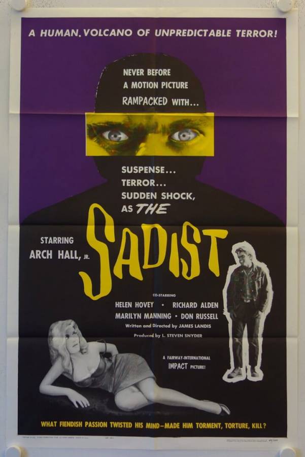 The Sadist original release US Onesheet movie poster