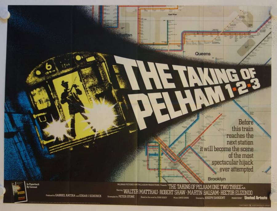 Stoppt die Todesfahrt der U-Bahn Eins Zwei Drei originales britisches Filmplakat